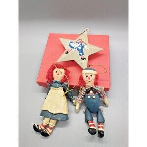 Raggedy Ann Andy 3 Christmas Ornament Lot S&S Kurt Adler 1998 Jointed Metal Star